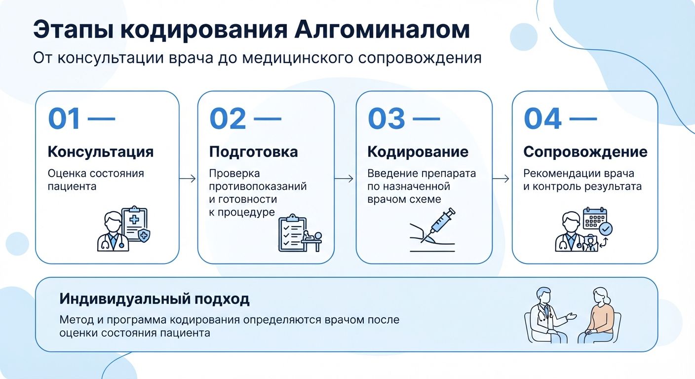 Кодирование препаратом «Алгоминал» в Рубцовске инфографика